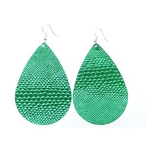 Green Leather Earrings